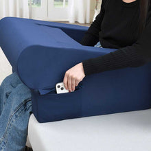 Load image into Gallery viewer, Gaming and Reading Pillow with Side Pocket, Ergonomic Armrest Pillow for Reading, Gaming, Working and Relaxing on Bed, Sofa, Floor, Car
