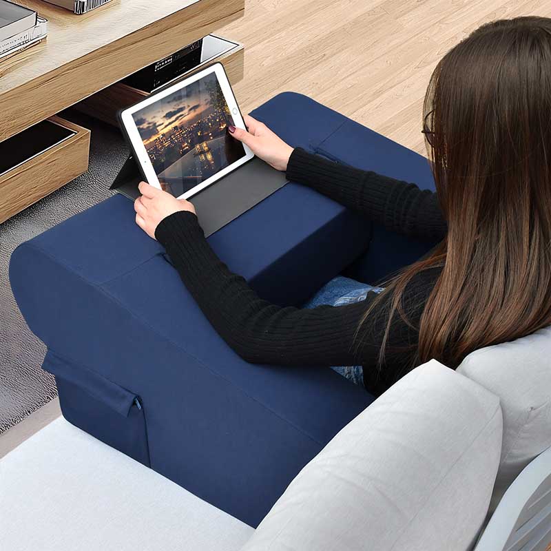 Gaming and Reading Pillow with Side Pocket, Ergonomic Armrest Pillow for Reading, Gaming, Working and Relaxing on Bed, Sofa, Floor, Car