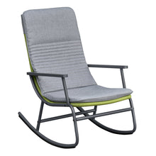 Load image into Gallery viewer, Sky Patio 3-Piece Patio Rocking Chair Bistro Set, Heavy Duty 400 LBS Rocking Chairs with 17.3" Side Table, Gray Cushion &amp; Green Wicker for Garden, Balcony
