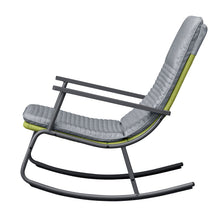 Load image into Gallery viewer, Sky Patio 3-Piece Patio Rocking Chair Bistro Set, Heavy Duty 400 LBS Rocking Chairs with 17.3" Side Table, Gray Cushion &amp; Green Wicker for Garden, Balcony
