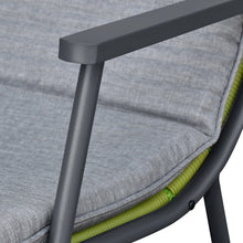 Load image into Gallery viewer, Sky Patio 3-Piece Patio Rocking Chair Bistro Set, Heavy Duty 400 LBS Rocking Chairs with 17.3" Side Table, Gray Cushion &amp; Green Wicker for Garden, Balcony
