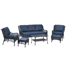 Load image into Gallery viewer, 6Pieces Outdoor Sectional Couch Sofa Set with Tempered Coffee Table
