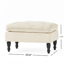 Load image into Gallery viewer, Khaki Tufted Ottoman with Cushions, 28 Inch Upholstered Ottoman for Living Room, Bedroom Sitting Area
