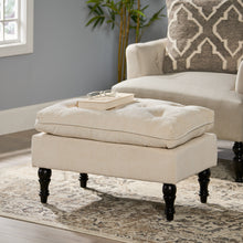 Load image into Gallery viewer, Khaki Tufted Ottoman with Cushions, 28 Inch Upholstered Ottoman for Living Room, Bedroom Sitting Area

