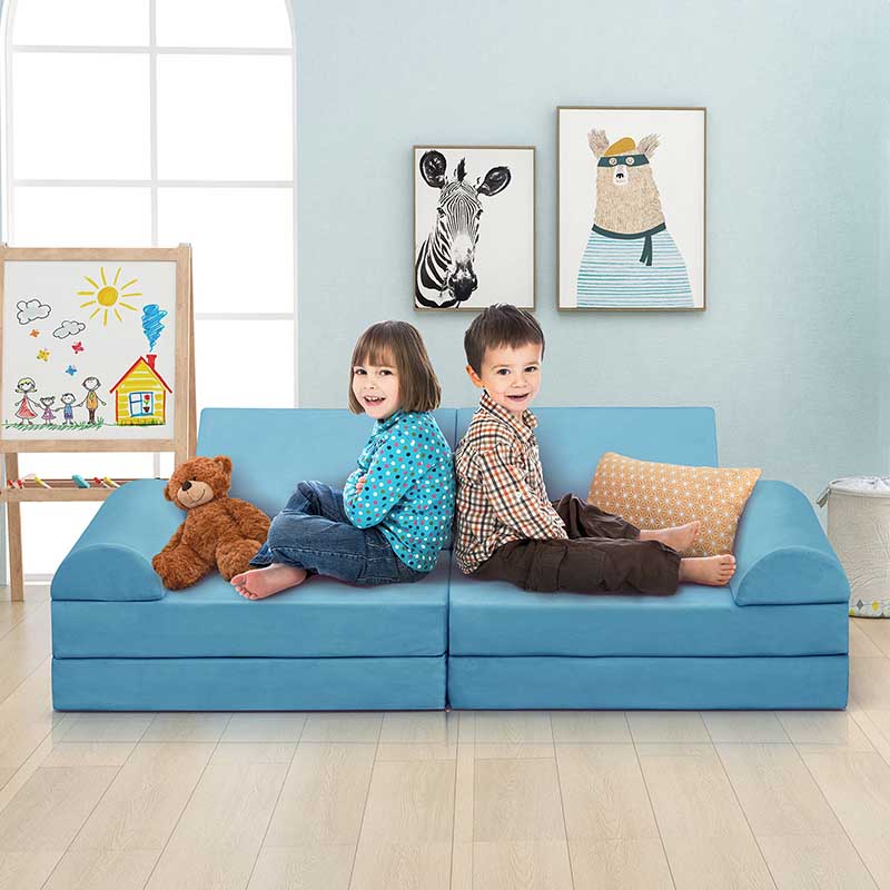 8 Pcs DIY Modular Kids Couch, Toddler Play Sectional Sofa Chair for Playing, Creativity, Sleeping for Playroom, Bedroom, Children's Room