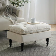 Load image into Gallery viewer, Khaki Tufted Ottoman with Cushions, 28 Inch Upholstered Ottoman for Living Room, Bedroom Sitting Area
