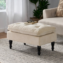 Load image into Gallery viewer, Khaki Tufted Ottoman with Cushions, 28 Inch Upholstered Ottoman for Living Room, Bedroom Sitting Area
