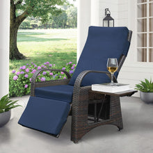 Load image into Gallery viewer, Outdoor Patio Adjustable Wicker Recliner Chair, All-Weather PE Rattan Reclining Chairs with Flip Side Table
