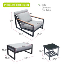 Load image into Gallery viewer, Aluminum Outdoor Lounge Chair with Ottomans / Indoor Outdoor Patio Conversation Set of 3 / All Weather Outdoor Armchair Set with Cushions
