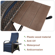 Load image into Gallery viewer, Outdoor Patio Adjustable Wicker Recliner Chair with Flip Side Table, All-Weather PE Rattan Reclining Chairs with Independently Adjustable Backrest and Footrest

