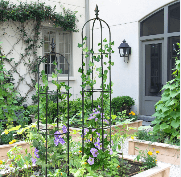 Garden Obelisk Trellis / Metal Trellis Flower Support for Climbing Vines / Plants Outdoor Green Steel
