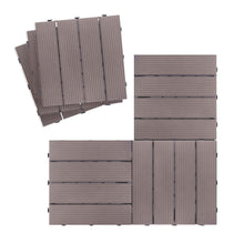 Load image into Gallery viewer, Outdoor Four Slat Plastic Composite Interlocking Composite Decking Tile (9 pcs)
