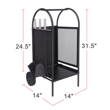 Load image into Gallery viewer, Fireplace Log Holder Rack / Fire pit Set / Outdoor Fireplace  / Rack Holder With 2 Wheels
