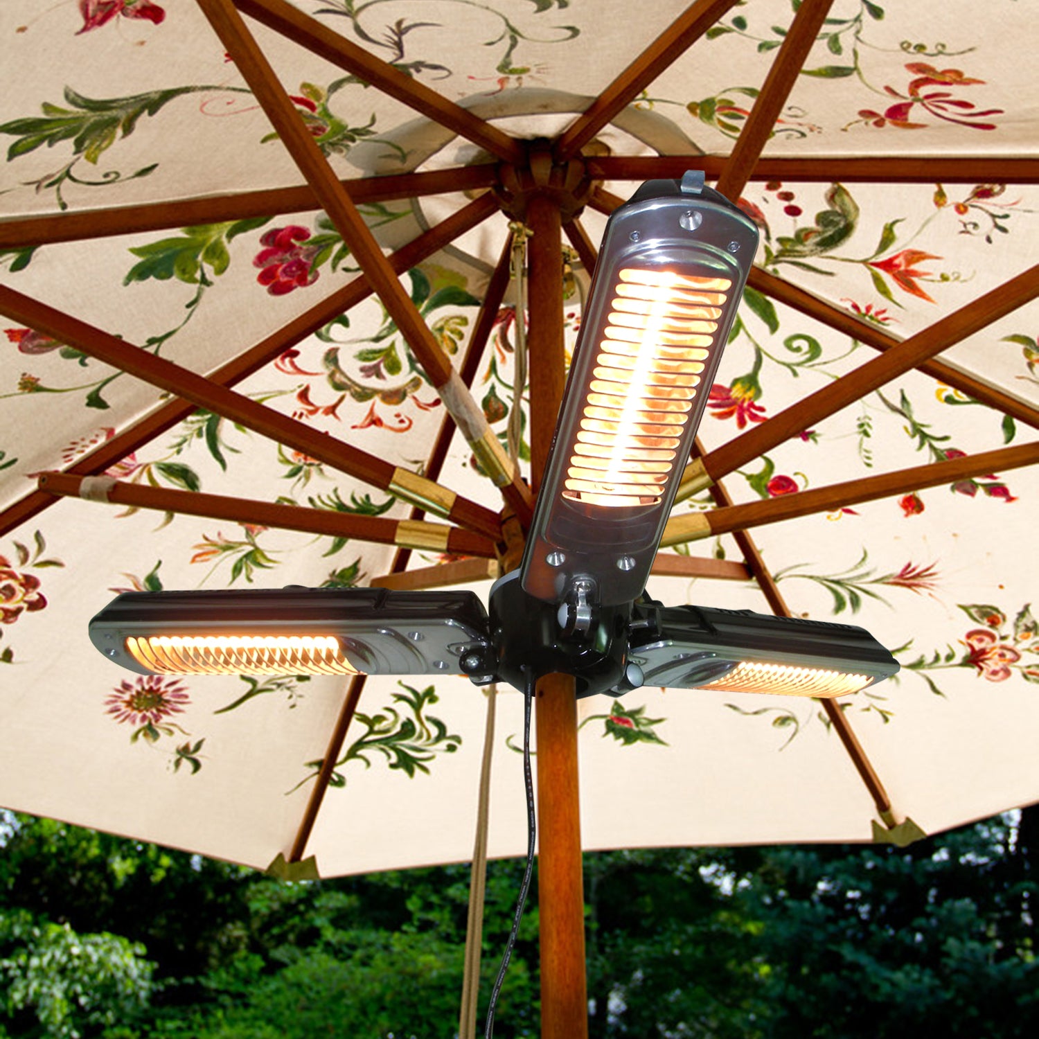 electric patio umbrella heater Hanging Heater,Electric Three Heat Settings Quick Installation Patio Heater Outdoor for Balconies Courtyards Garages Terraces and Restaurants, 1500w : Patio, Lawn & Garden hanged on eave or inside a tent Can be used both indoors and outdoors Efficient and Eco-Friendly: Parasol Umbrella