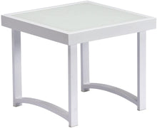 Load image into Gallery viewer, Modern Square End Tables for Living Room / White Rustic Aluminum Outdoor Side Table / Patio Tempered Glass Accent Table
