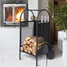 Load image into Gallery viewer, Fireplace Log Holder Rack / Fire pit Set / Outdoor Fireplace  / Rack Holder With 2 Wheels
