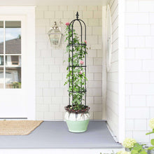 Load image into Gallery viewer, Garden Obelisk Trellis / Metal Trellis Flower Support for Climbing Vines / Plants Outdoor Green Steel
