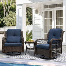 Load image into Gallery viewer, Outdoor Resin Wicker Swivel Rocker Patio Chair / 360-Degree Swivel Rocking Chairs and Tempered Glass Top Side Coffee Table (3 pcs)

