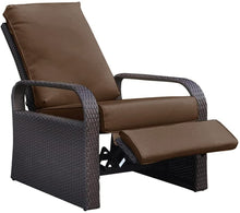 Load image into Gallery viewer, Outdoor Recliner Automatic Adjustable Wicker Lounge Recliner Chair with 5.12&#39;&#39; Thicken Cushion / All Weather Aluminum Frame
