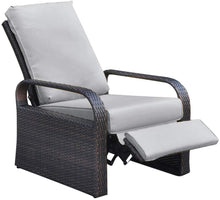 Load image into Gallery viewer, Outdoor Recliner Automatic Adjustable Wicker Lounge Recliner Chair with 5.12&#39;&#39; Thicken Cushion / All Weather Aluminum Frame
