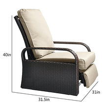 Load image into Gallery viewer, Outdoor Recliner Automatic Adjustable Wicker Lounge Recliner Chair with 5.12&#39;&#39; Thicken Cushion / All Weather Aluminum Frame
