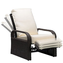 Load image into Gallery viewer, Outdoor Recliner Automatic Adjustable Wicker Lounge Recliner Chair with 5.12&#39;&#39; Thicken Cushion / All Weather Aluminum Frame
